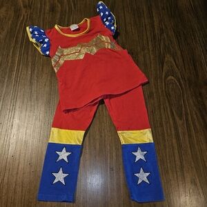 Wonder Woman Shirt and Legging Set Girls Size Med Costume Halloween